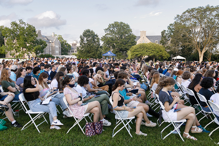 Students, faculty and staff gather on Tempel Green for the 107th Convocation. 