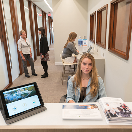 Students work inside the Hale Center for Career Development