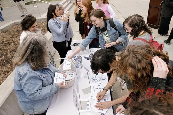 Students play scratch-off games.