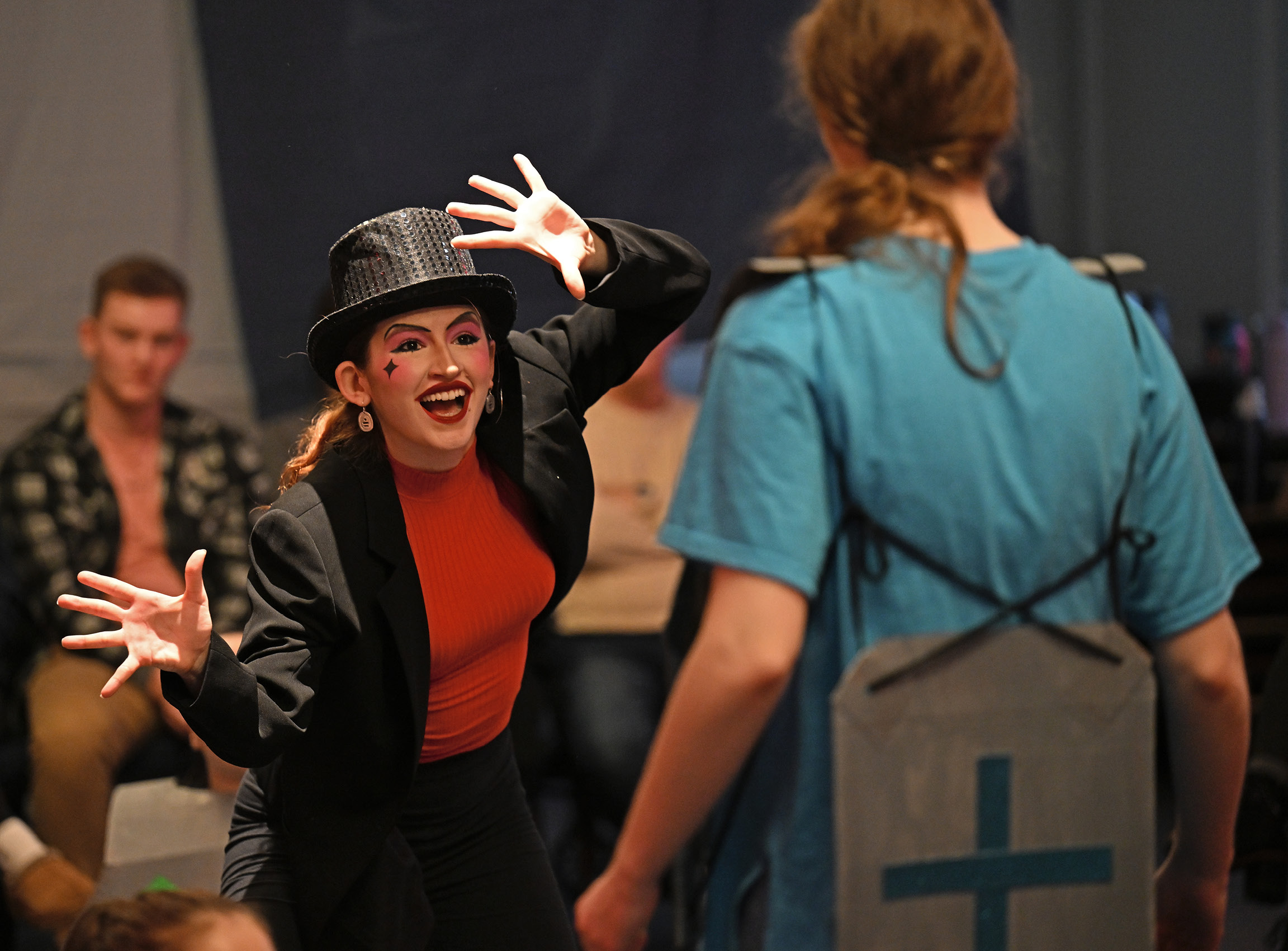 Amanda Brady ’25 poses in a Wig & Candle production of Pippin.