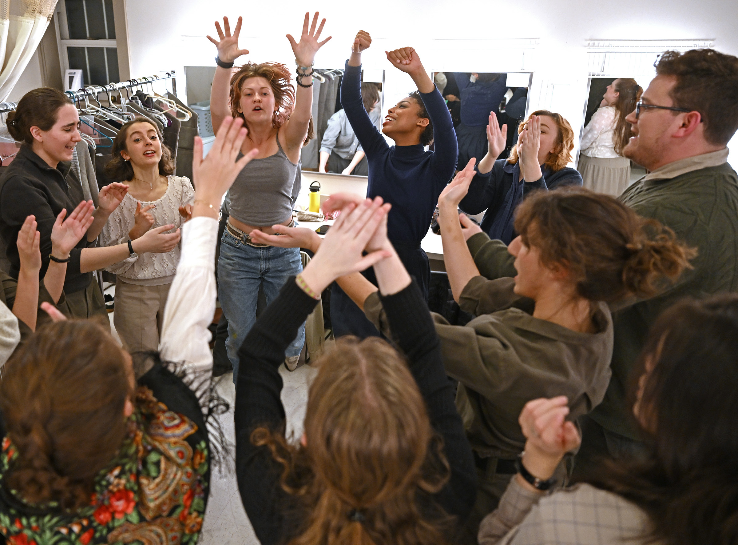 Vocal warm-ups backstage