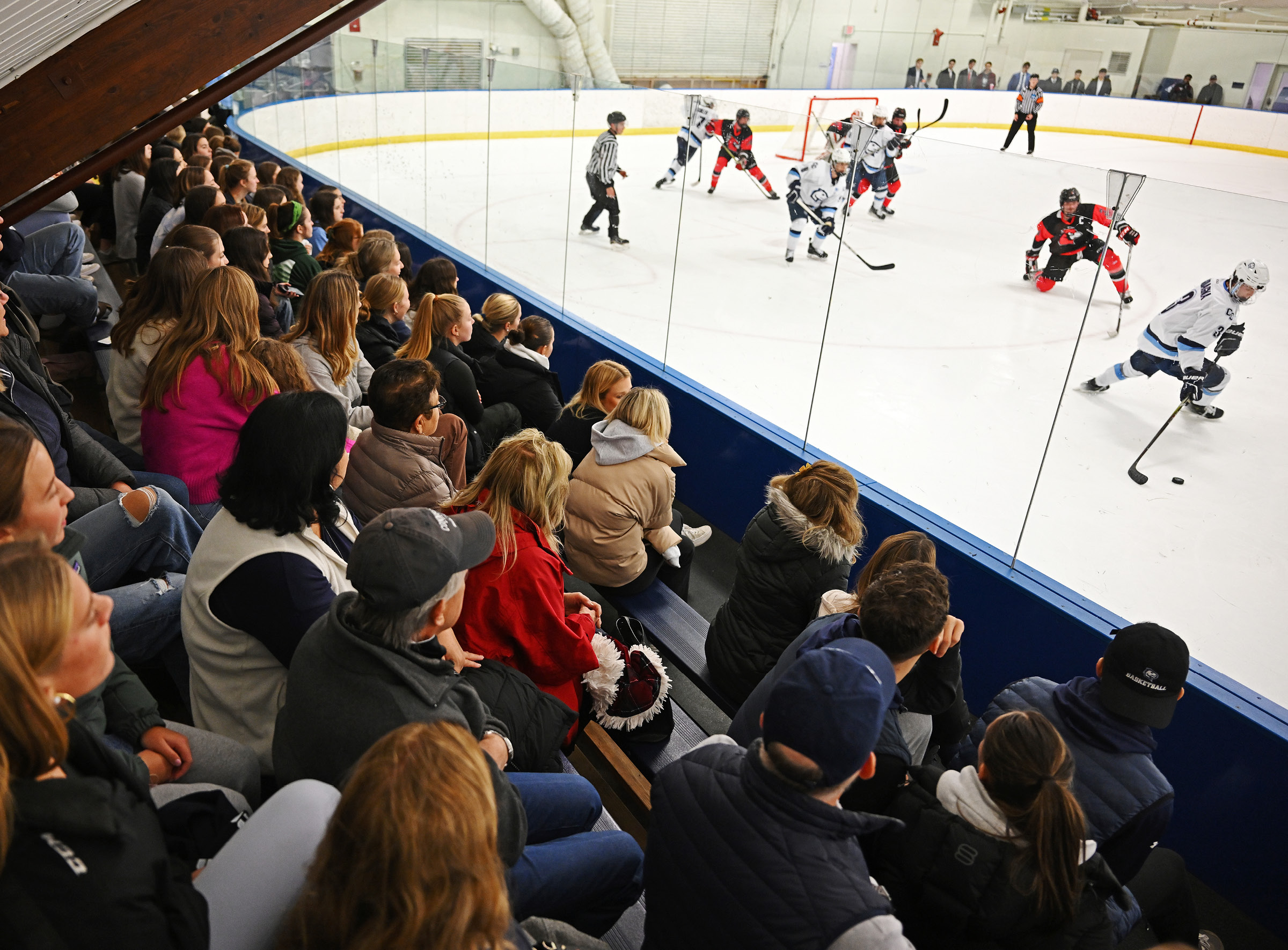 A Crowd Watching Men's Ice Hockey Play