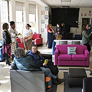People gather in the new F.R.E.E. Center