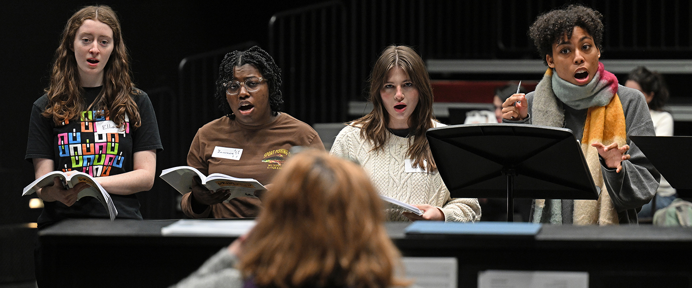 for students sing for the music director