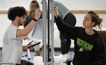 aerial view of Connecticut College campus around Tempel Green.