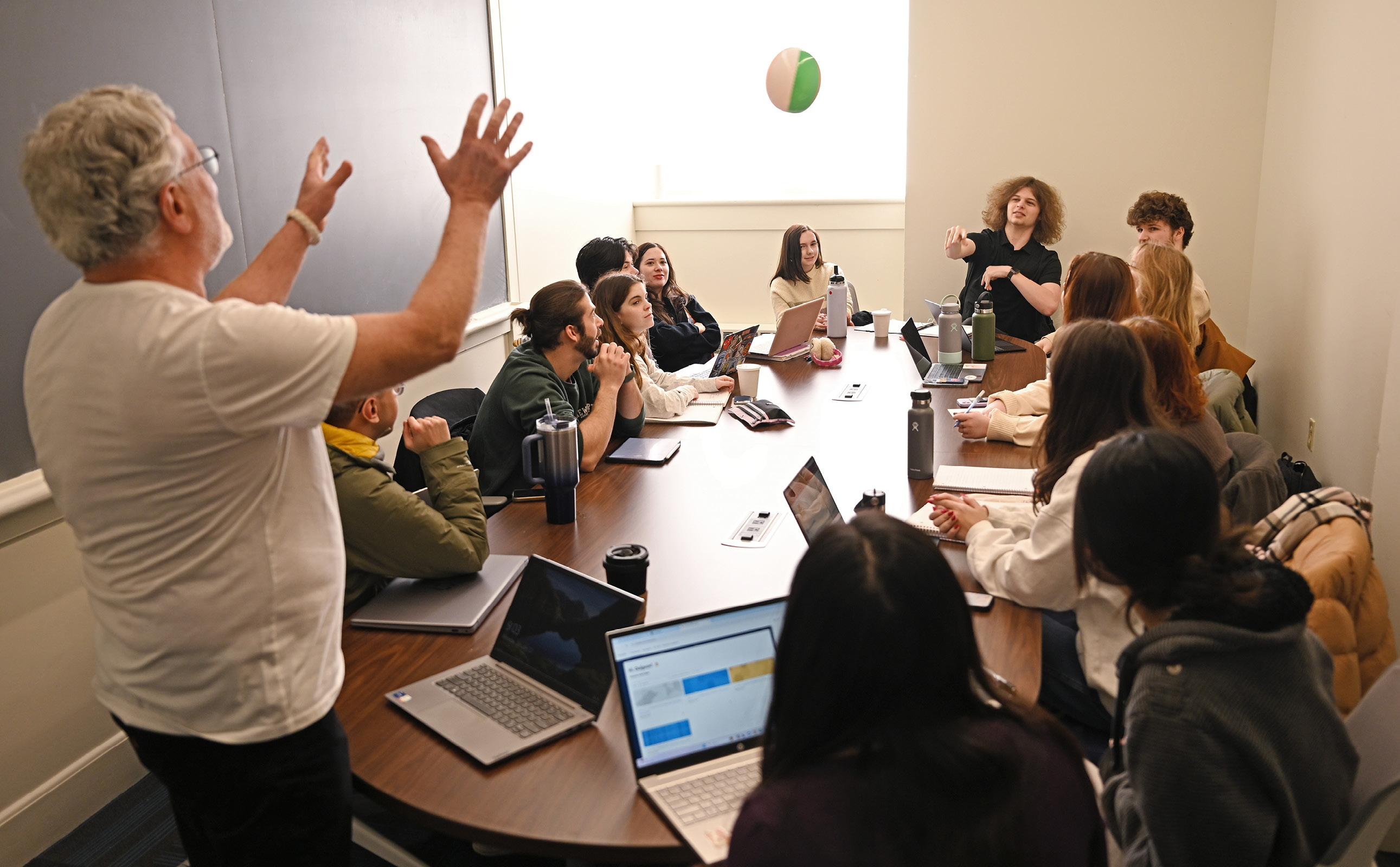 Petko Ivanov, Senior Lecturer in Slavic Studies, breaks the ice with students in his Elementary/Intermediate Russian class.