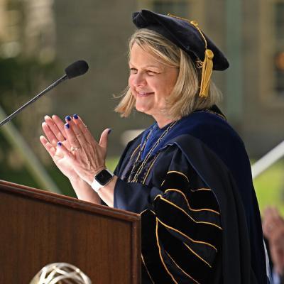 President Chapdelaine giving a speech