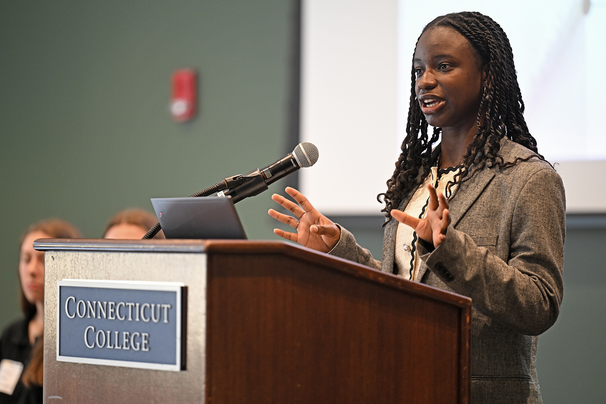 Hope Kisakye ’26 presents at the All-College Symposium