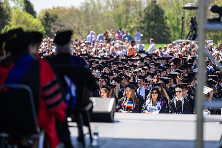 The graduates await the start of Commencement.