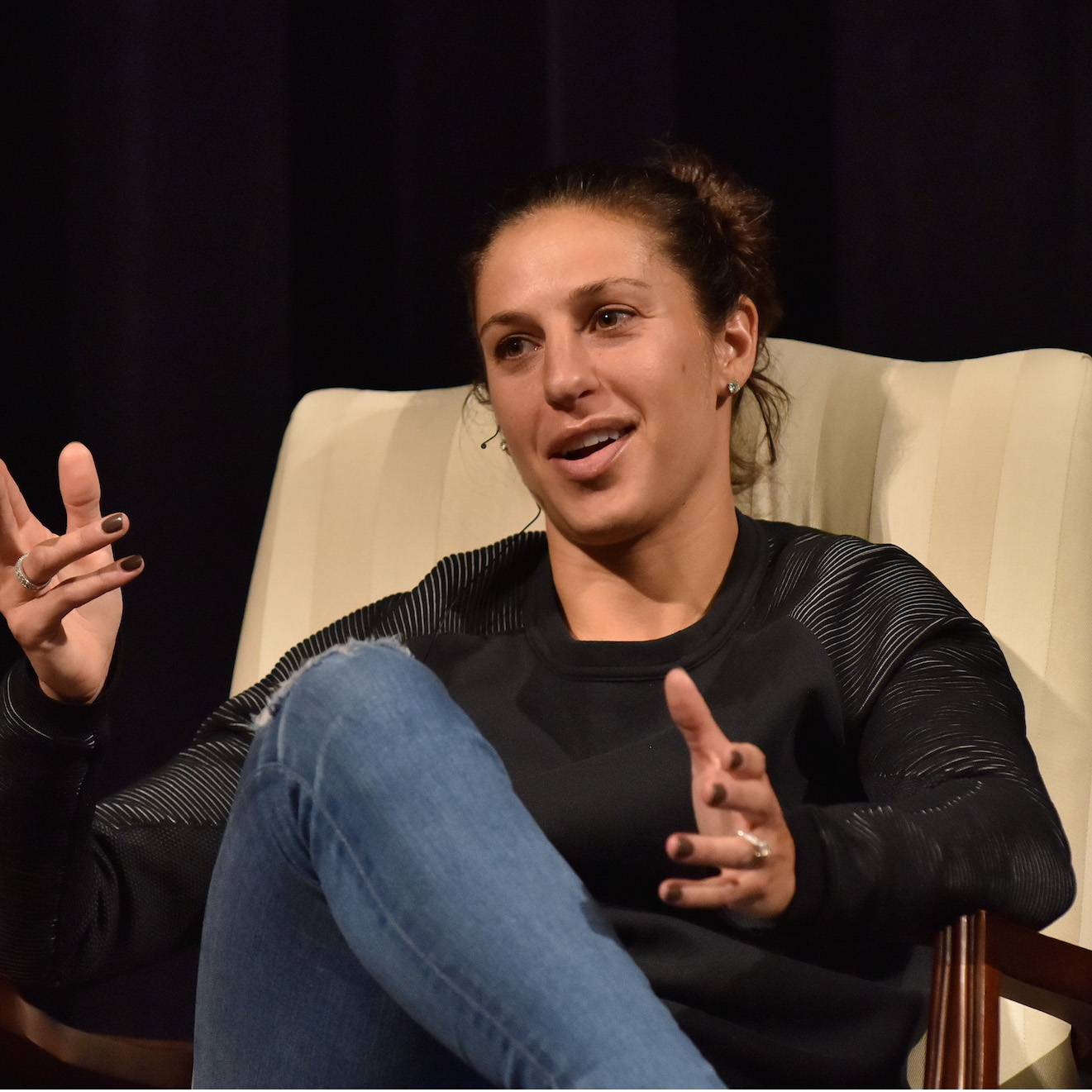 Carli Lloyd speaks at Palmer Auditorium Dec. 19.