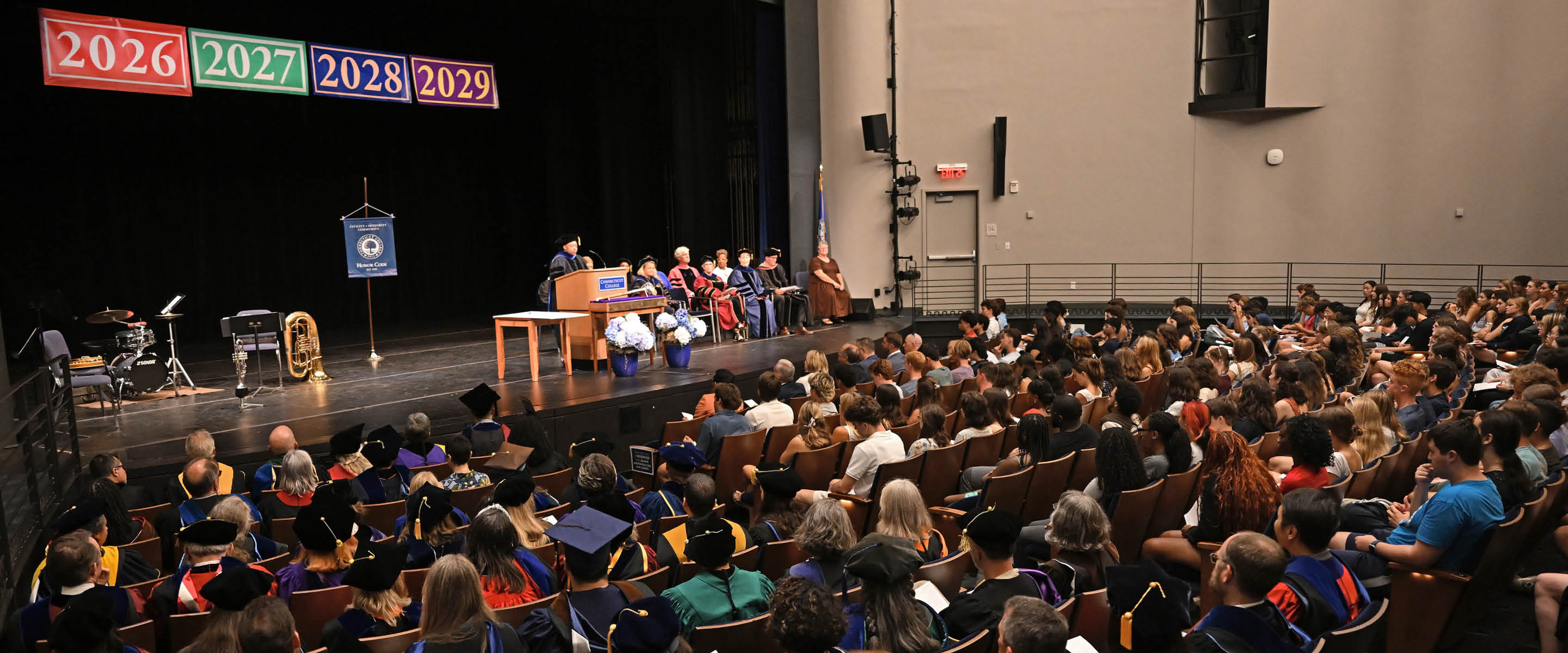The audience and stage during Convocation 2025