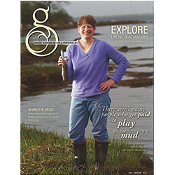 The cover of this month's issue of Grace magazine features Biology Professor Anne Bernhard collecting soil samples at Barn Island Wildlife Management Area in Stonington, Conn. Bernhard, a microbiologist who studies salt marshes, is profiled in the magazine.