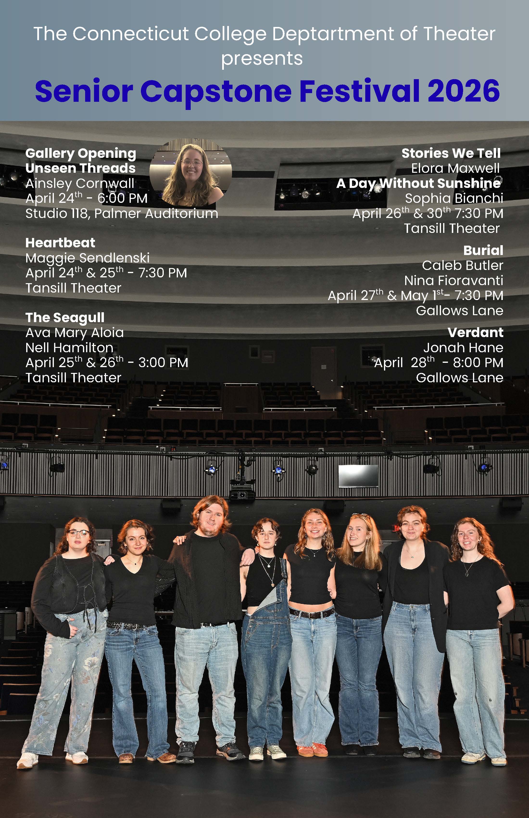 students in black shirts and blue jeans standing on stage