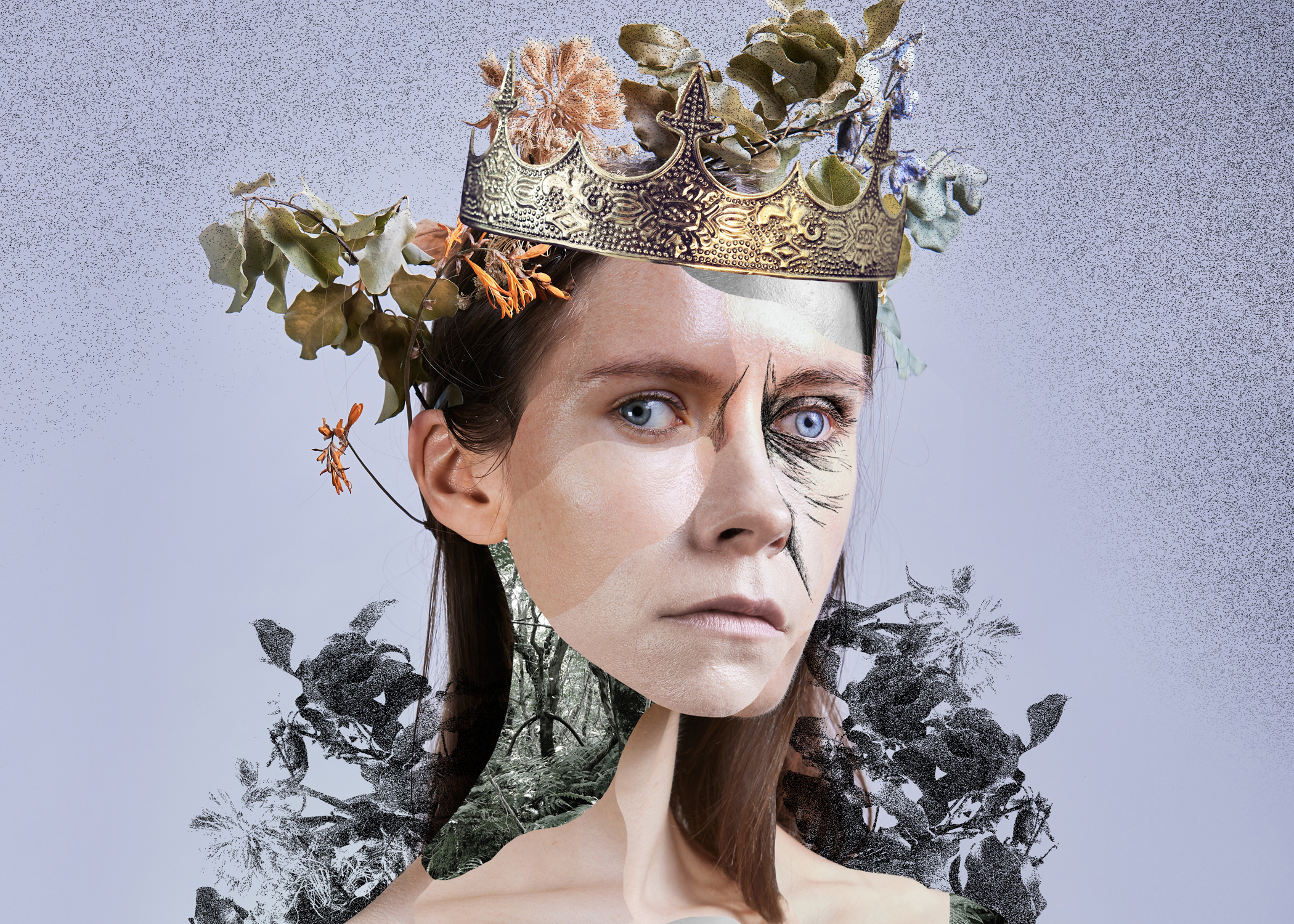 poster depicts a woman wreathed in flowers in a dissolve effect