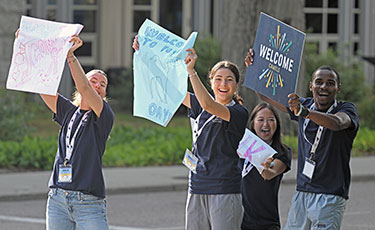 Students smiling on campus