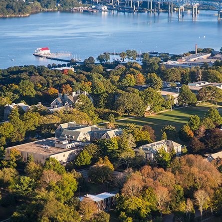 Aerial view of the Connecticut College campus. 