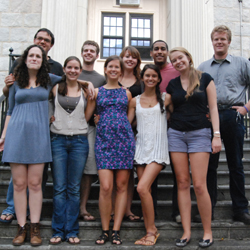 Elise Dunn '12 (front row, center) with the group of students that traveled to New York City for a dinner and discussion with Iranian President Mahmoud Ahmadinejad.