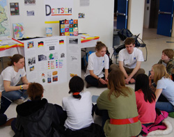 Language students volunteered to teach local middle school students about foreign cultures during a day-long International Children's Expo this spring.