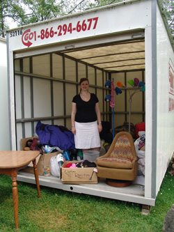 Colleen Bunn, a member of the residential education and living staff, organizes the annual "Spring Give 'n' Go" event.