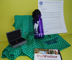 The College sent Jenkins a water bottle to keep him hydrated on Oscar night, a lapel pin with the College seal so he can look dapper on the red carpet, and a pair of Connecticut College boxer shorts for good luck.