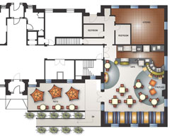 Above is one proposed floor plan for the new Harkness café.
