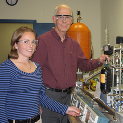 Senior Robin Edwards with professor David Lewis.