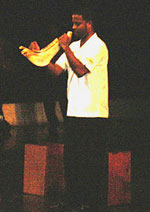 Negrura Peruana performer, brought to campus by Leo Garofalo