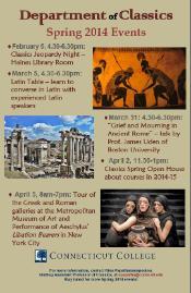 Connecticut College Classics department Spring 2014 Events