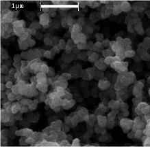 SEM and TEM images show manganese oxide nanospheres with very uniform size distribution.