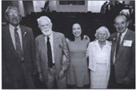 William Niering, Richard Goodwin, and Claire Gaudiani, president of the College, with Helen and Drew Mathieson, at the Center-naming celebration.